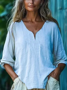damen-baumwoll-mischung-boho-hemd-bluse-himmelblau-1
