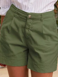 damen-baumwoll-mischung-shorts-stoffhose-armeegrun-6