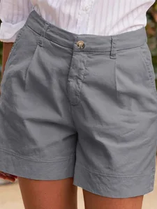 damen-baumwoll-mischung-shorts-stoffhose-hell-gray-7