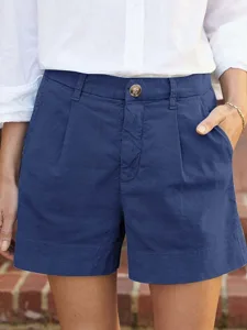 damen-baumwoll-mischung-shorts-stoffhose-marineblau-3