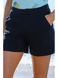 damen-baumwoll-mischung-shorts-stoffhose-schwarz-3