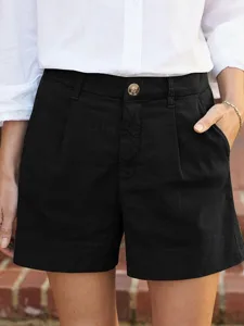 damen-baumwoll-mischung-shorts-stoffhose-schwarz-4