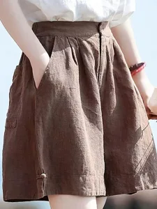 damen-baumwoll-mischung-weite-hosenbeine-kaffee-1