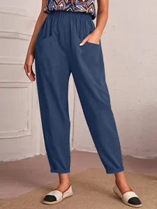 damen-baumwolle-hose-freizeithose-gerade-marineblau-4