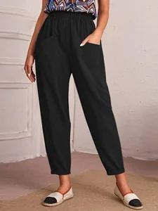 damen-baumwolle-hose-freizeithose-gerade-schwarz-2