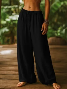 damen-baumwolle-hose-freizeithose-gerade-schwarz-9