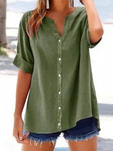 damen-baumwolle-leinen-bluse-uni-farbe-e-grun-3