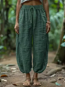 damen-baumwolle-leinen-hosen-baggy-hosen-grun-1