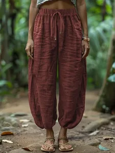 damen-baumwolle-leinen-hosen-baggy-hosen-kastanienbraun-10