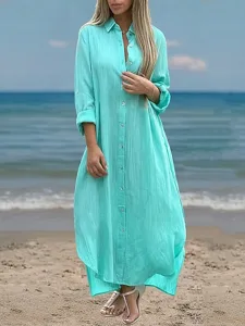 damen-baumwolle-leinen-maxi-kleid-shift-himmelblau-14