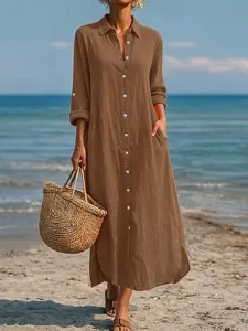 damen-baumwolle-leinen-maxi-kleid-shift-leicht-braun-16