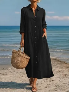 damen-baumwolle-leinen-maxi-kleid-shift-schwarz-7