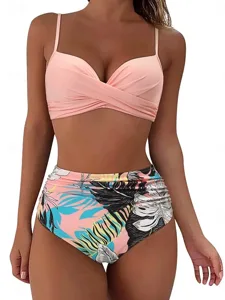 damen-bikini-2-teiliges-badeanzug-rusch-rosa-2