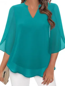 damen-bluse-chiffon-tops-patchwork-einfa-grun-5