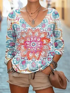 damen-bluse-druck-batik-blume-bohemien-t-blau-4