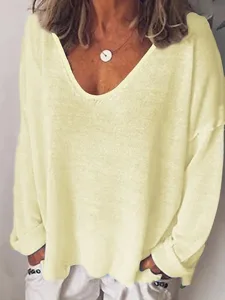 damen-bluse-einfarbig-stylisch-lassig-la-gelb-4