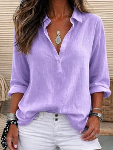 damen-bluse-hemd-aus-leinenimitat-knopfe-purpur-1