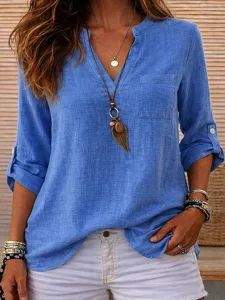 damen-bluse-kunstbaumwollleinen-knopfe-e-blau-2