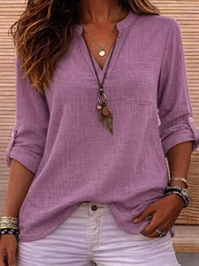 damen-bluse-kunstbaumwollleinen-knopfe-e-purpur-6