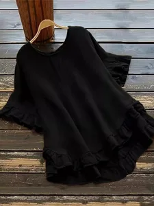 damen-bluse-kunstbaumwollleinen-rusche-e-schwarz-3