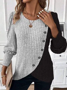 damen-bluse-patchwork-knopfe-geometrisch-grau-3