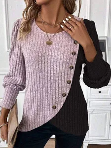 damen-bluse-patchwork-knopfe-geometrisch-rosa-1