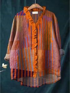 damen-boho-hemd-gerafft-rusche-grafik-ge-kastanienbraun-3