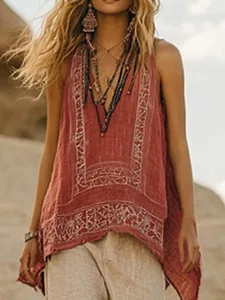 damen-boho-hemd-leinen-inspirierte-sets-orange-1