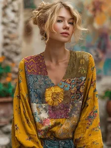 damen-boho-vintage-viking-t-shirt-grafik-gelb-5