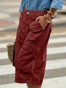 damen-capri-shorts-cargo-shorts-caprihos-dunkelrot-8