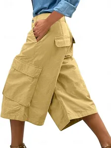 damen-capri-shorts-cargo-shorts-caprihos-gelb-2