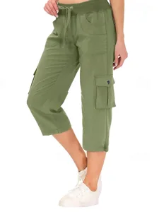 damen-cargo-hosen-caprihose-stoffhosen-s-armeegrun-1
