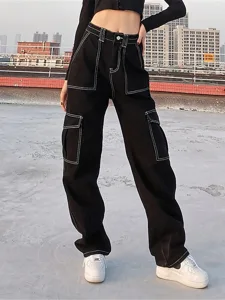 damen-cargo-hosen-mode-streetwear-volle-schwarz-4