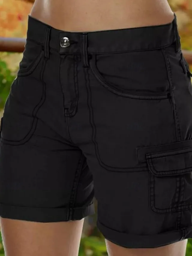 damen-cargo-shorts-chinos-shorts-sommers-schwarz-4