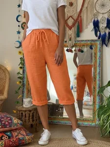 damen-chinos-schnitt-urlaub-streetwear-l-rot-orange-1