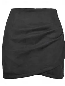 damen-elegant-mode-mini-hohe-taille-rock-schwarz-5