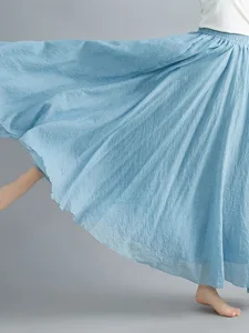 damen-elegant-sommer-maxi-rocke-einfarbi-blau-1