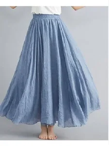 damen-elegant-sommer-maxi-rocke-einfarbi-konigsblau-18