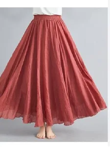 damen-elegant-sommer-maxi-rocke-einfarbi-rot-4