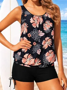 damen-geraffter-tankini-2-teile-tropisch-orange-5