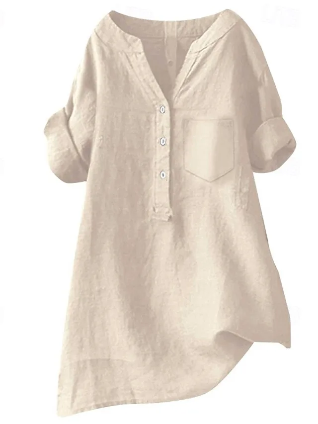 damen-hemd-baumwoll-leinen-hemden-bluse-beige-5