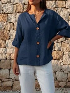 damen-hemd-baumwoll-leinen-hemden-bluse-marineblau-9