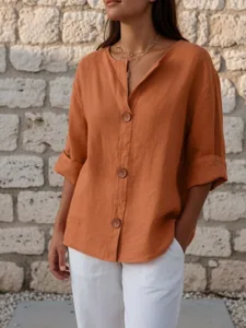 damen-hemd-baumwoll-leinen-hemden-bluse-orange-8