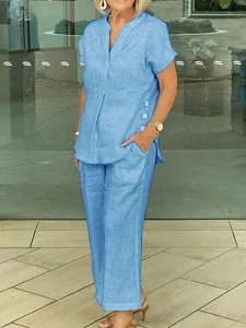 damen-hemd-baumwoll-leinen-sets-zweiteil-blau-4