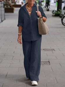 damen-hemd-baumwoll-leinen-sets-zweiteil-dunkelblau-6