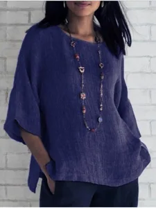 damen-hemd-baumwoll-mischung-bluse-lange-blau-4