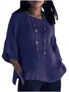 damen-hemd-baumwoll-mischung-bluse-patch-blau-5