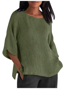 damen-hemd-bluse-100-baumwolle-einfarbig-armeegrun-13