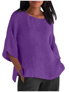 damen-hemd-bluse-100-baumwolle-einfarbig-purpur-17