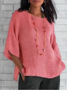 damen-hemd-bluse-100-baumwolle-einfarbig-rosa-5